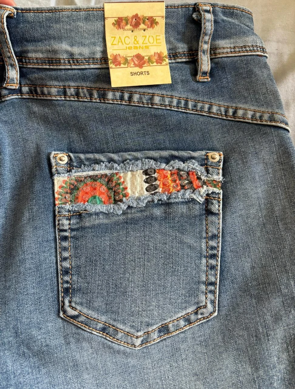 ᭿ Short in colorful sequined denim by Zac & Zoe Jeans – Size XXL – photo 6